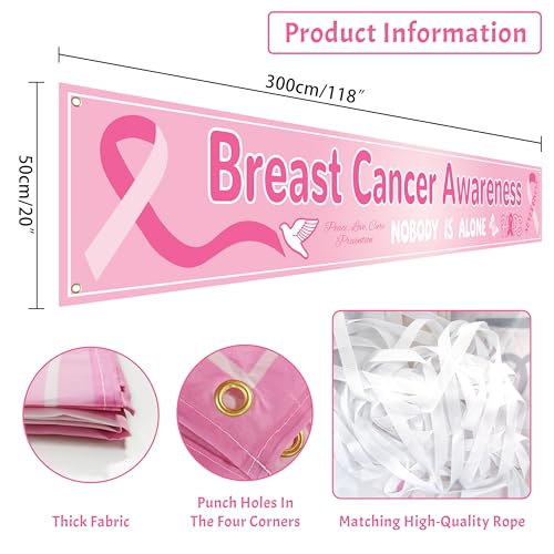 Breast Cancer Awareness Banner and Party Decor Backdrop Outdoor Yard Sign