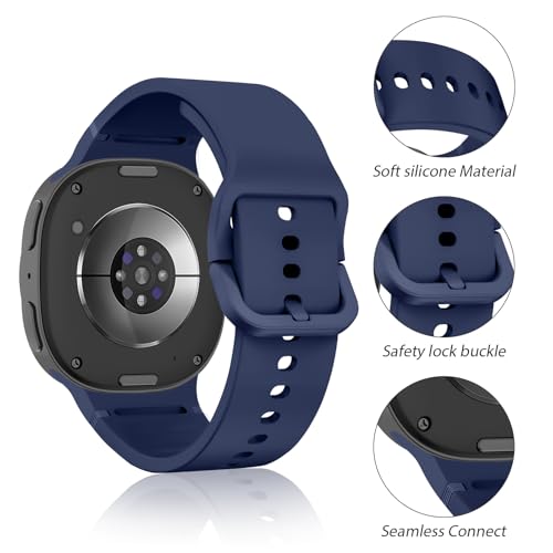 Silicone Bands for Samsung Galaxy Watch 8 Band 40mm 44mm Women Men, No Gap Soft Sport Replacement Strap for Samsung Galaxy Watch 8 Classic Band 46mm