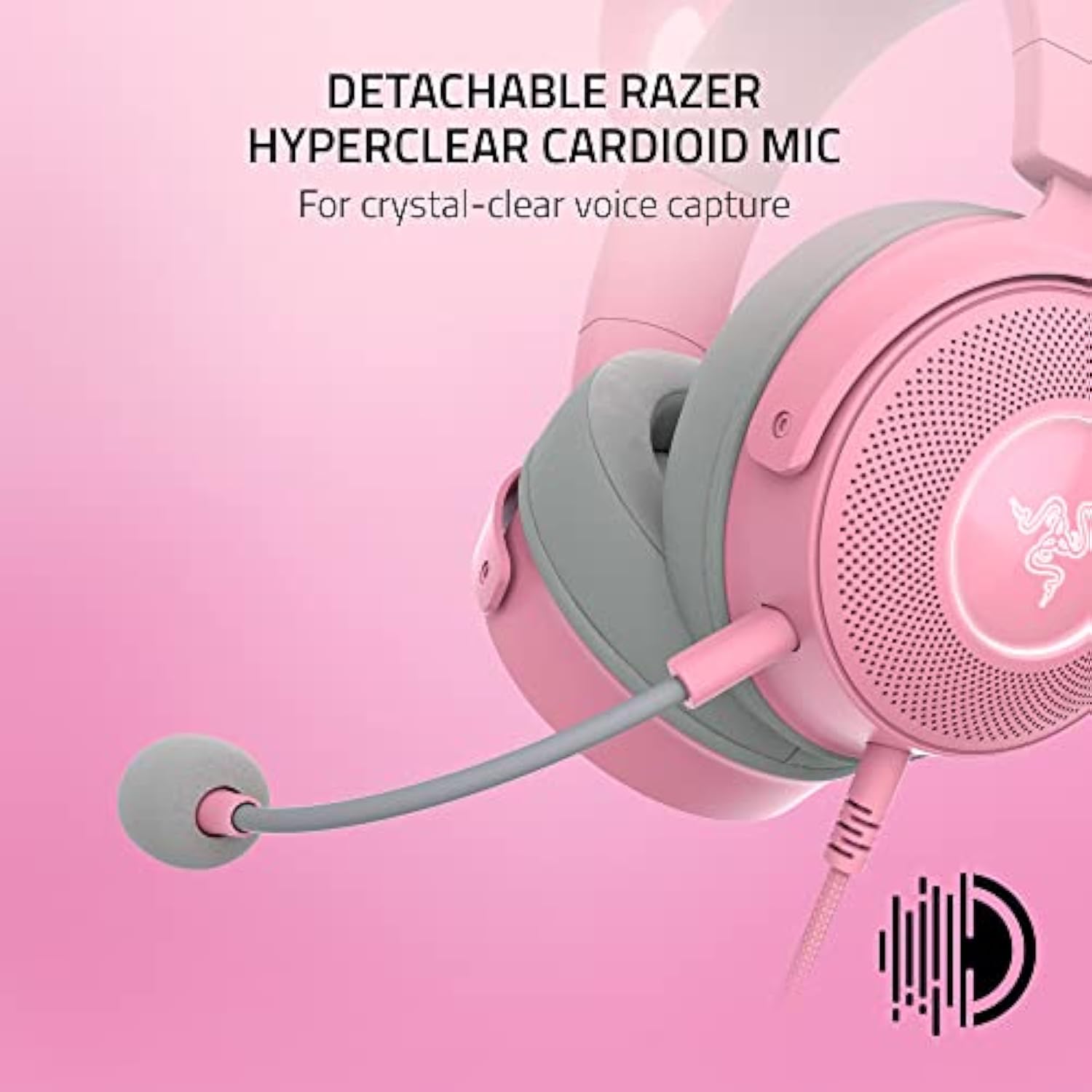 Razer Kraken Kitty V2 Pro Wired Rgb Gaming Headset, Interchangeable Ears, Compatible With Pc, Playstation, Mac, With Hyperclear Cardioid Microphone, Quartz Pink (Renewed)