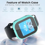 Screen Protector Compatible With At&T Amigo Jr Watch, 3 Pack Bumper Case With Scratch-Resistant Tempered Glass (Teal+Blue+Black)