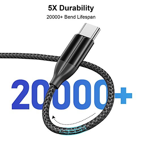 100W USB C Cable Fast Charging, 2 Pack 6FT Braided USB-C Cable, 5A PD Charger Cord for MacBook Pro/Air, iPad Pro, iPhone 17/16/15 Pro Max,
