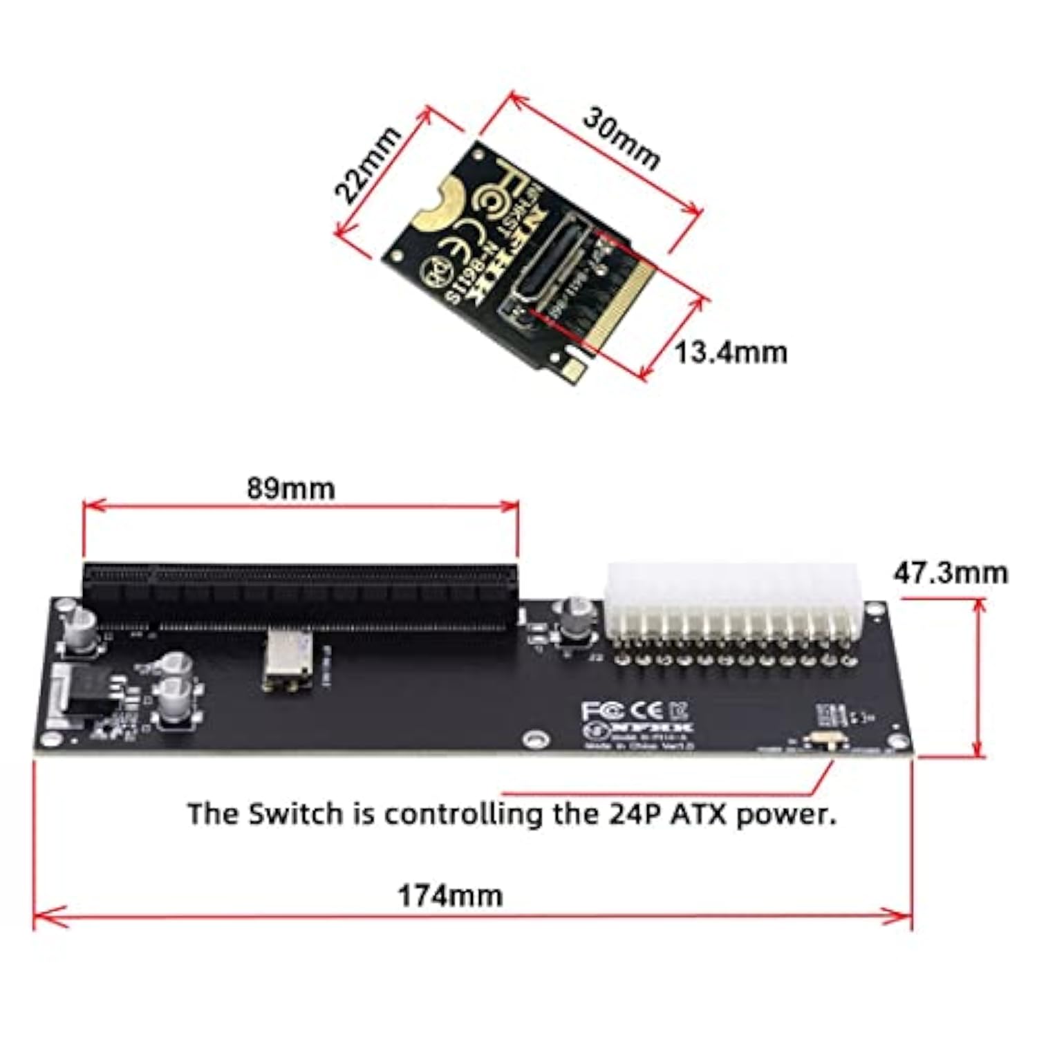 Oculink Sff-8612 To Pci-E 3.0 M.2 M-Key To Sff-8611 Host Adapter For Gpd Win M