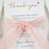 Wedding Thank You Place Setting Cards With Pink Chiffon Ribbon, For Weddings Favors, Receptions, Parties, Events And Celebrations-Pack Of 50, 4 X 6 Inch, Add To Your Table Centerpieces