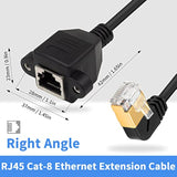 Ethernet 90 Degree Adapter Cable, Cat 8 Ethernet Cable, Extreme Thin Right Ang