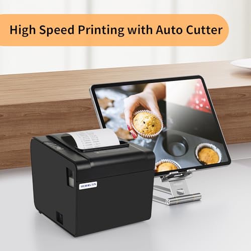Pos Receipt Printer, 80Mm Thermal Printer, Esc/Pos, Restaurant Kitchen Printer With Auto Cutter Support Cash Drawer,Usb Serial Ethernet Receipts Printer For Small Business,Not For Square