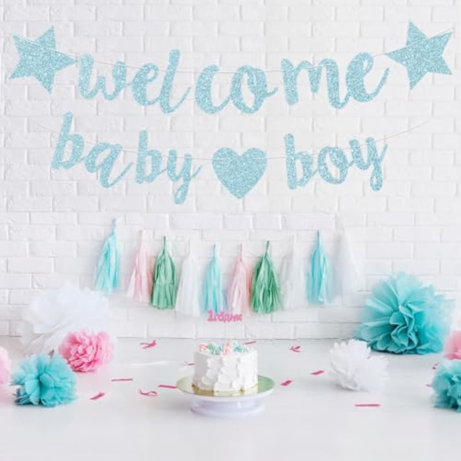 Baby Boy Shower Decorations - 3M Long Welcome Banner, Blue For Gender Reveal Party