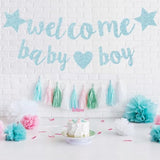 Baby Boy Shower Decorations - 3M Long Welcome Banner, Blue For Gender Reveal Party