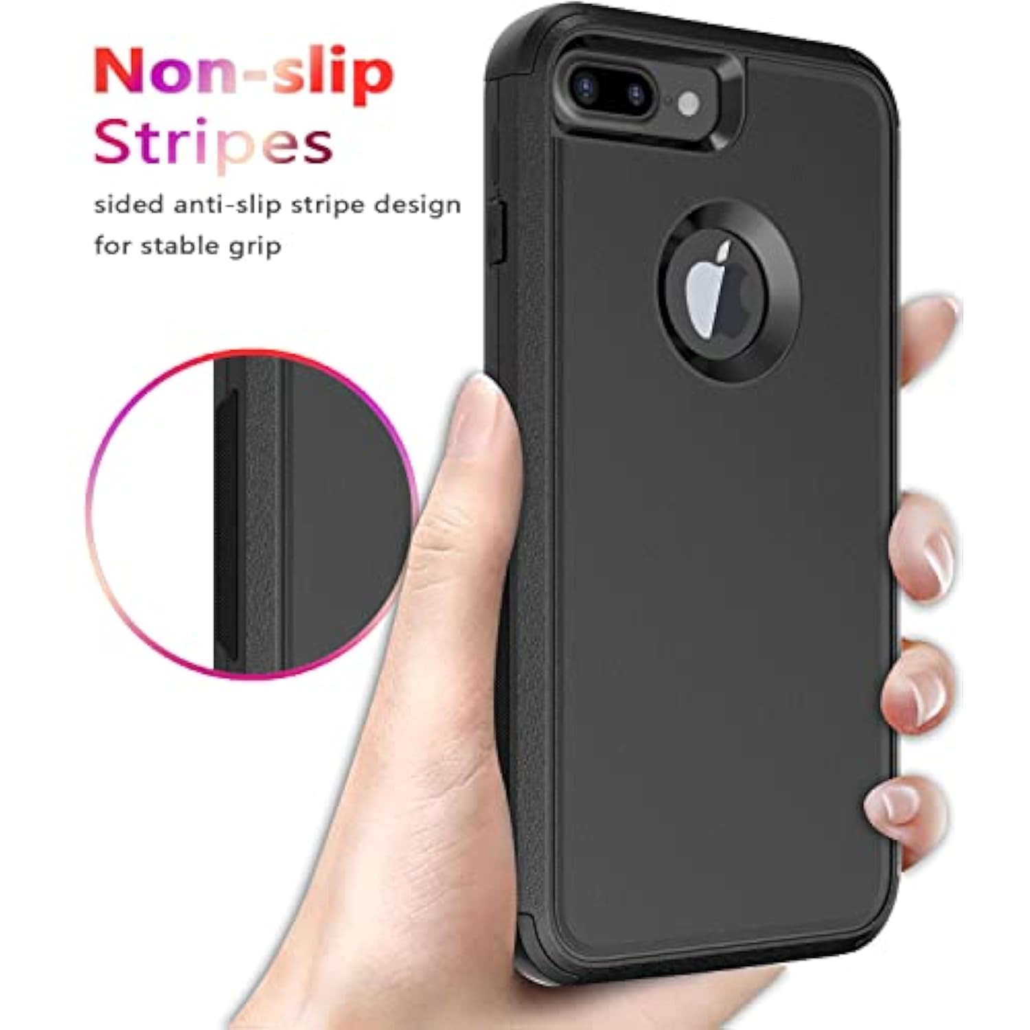 Case [Shockproof] [Dropproof] [Dust-Proof],Heavy Duty Protection Phone Cover For Iphone 8 Plus & 7 Plus (Black)