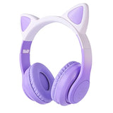 Cat Ear Kids Headphones Bluetooth, Led Light Up Wireless/Wired Mode Over Ear H