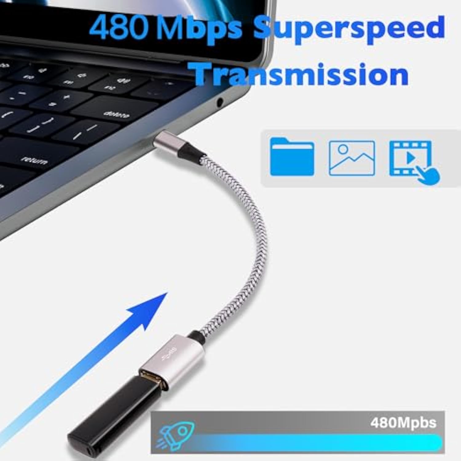 Micro Usb To Usb Adapter 2Pack, Micro Usb 2.0 Otg Cable On The Go Converter, Nylon Braided, Aluminum Shells, Micro Usb Male To Usb Female For S7 Lg, Flash Drive, Mouse, Keyboard, Game Controller