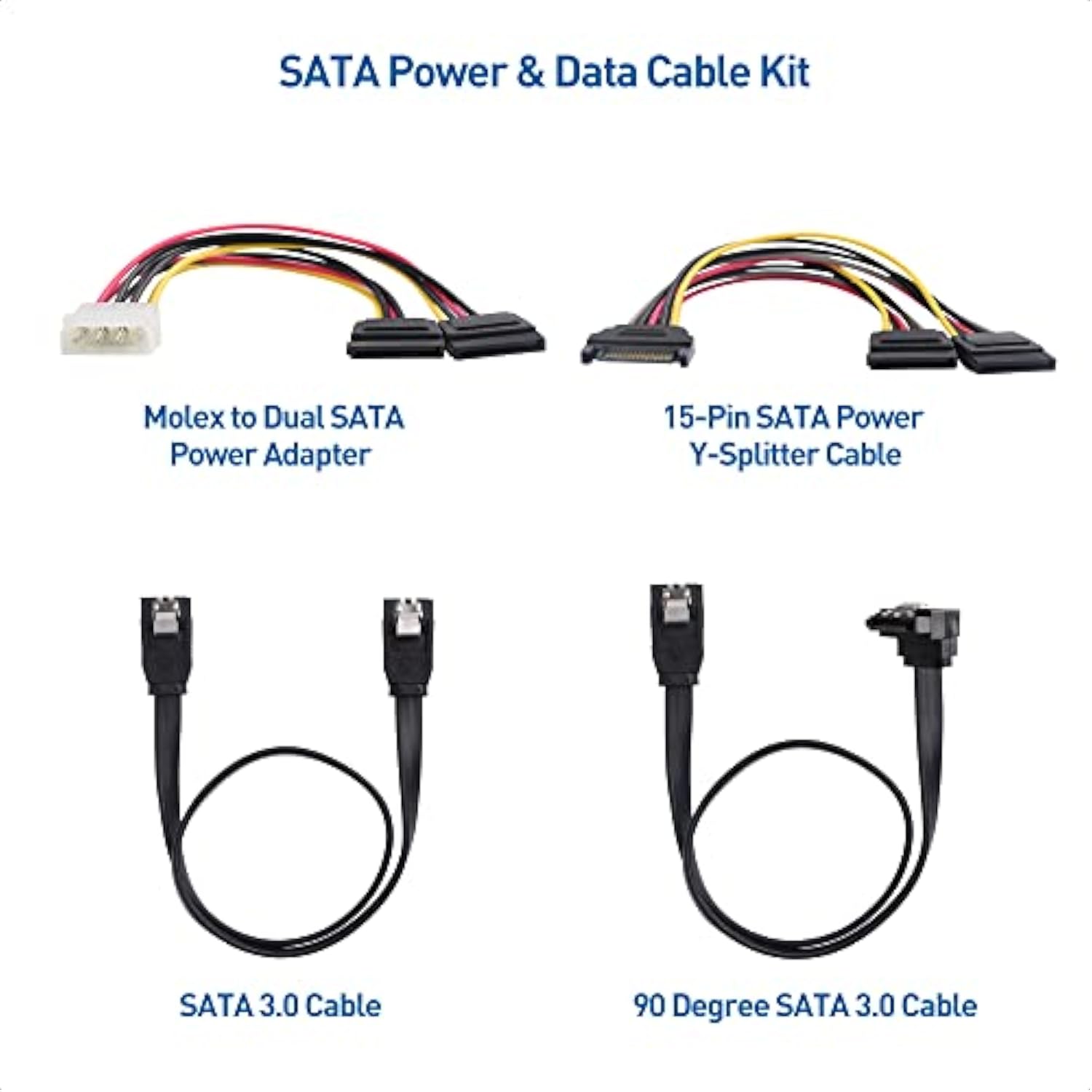 Cable Matters SATA III Data Cable and SATA Power Cable Kit with Straight and 9