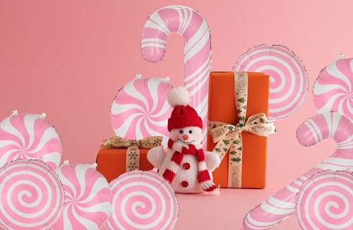Sweet Candy Balloon Christmas Pink Lollipop Candy Cane Balloons 10 Pcs Set