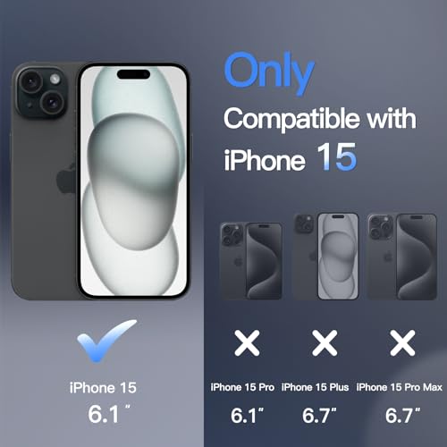 Magnetic Case for iPhone 15 6.1-Inch Compatible with MagSafe, Translucent Matte Back Slim Shockproof Phone Cover (Black)