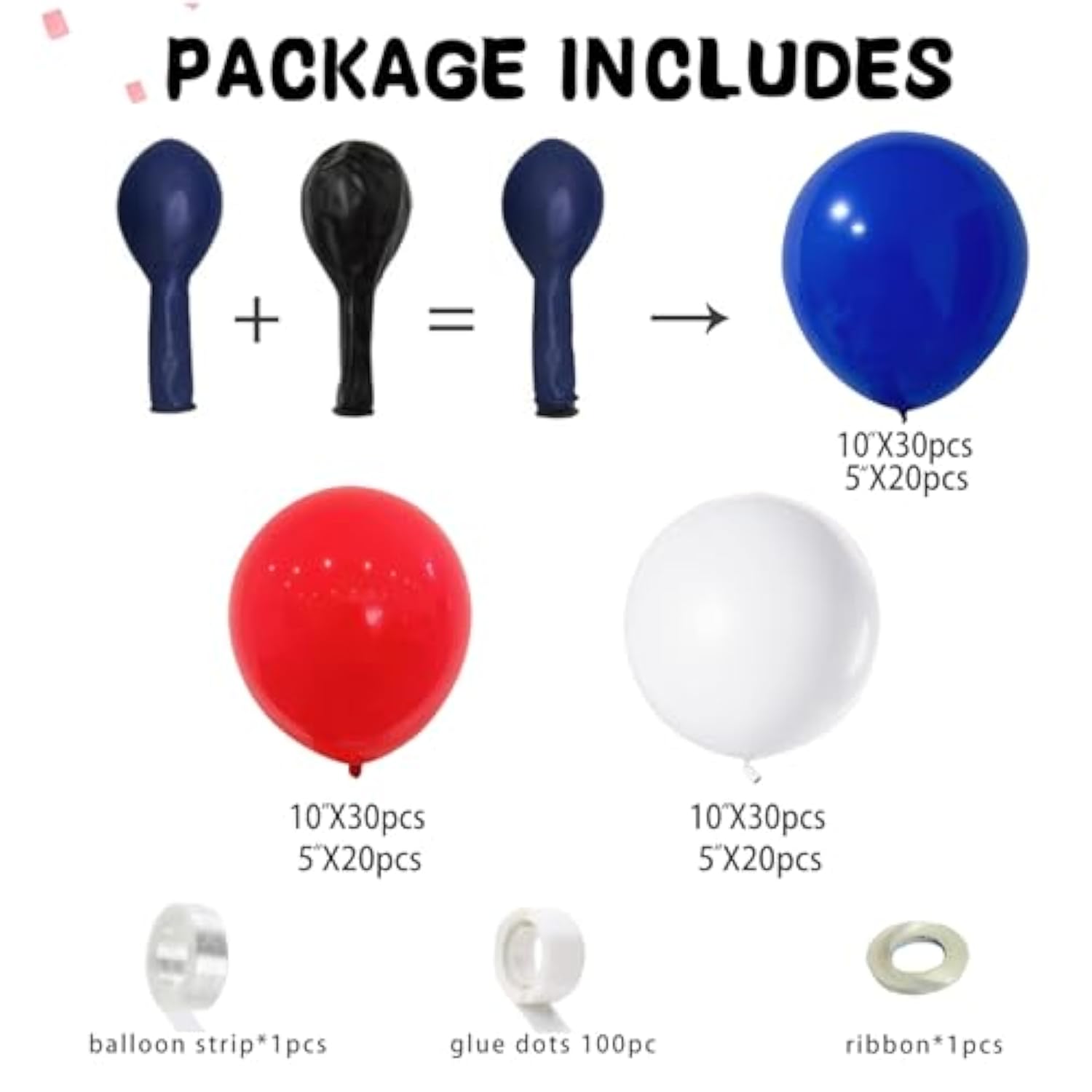 Red White And Blue Balloon Garland Arch Kit Double Stuffed Blue Balloons For Spring 4Th Of July Graduation Nautical Baseball Patriotic Birthday Party Decorations
