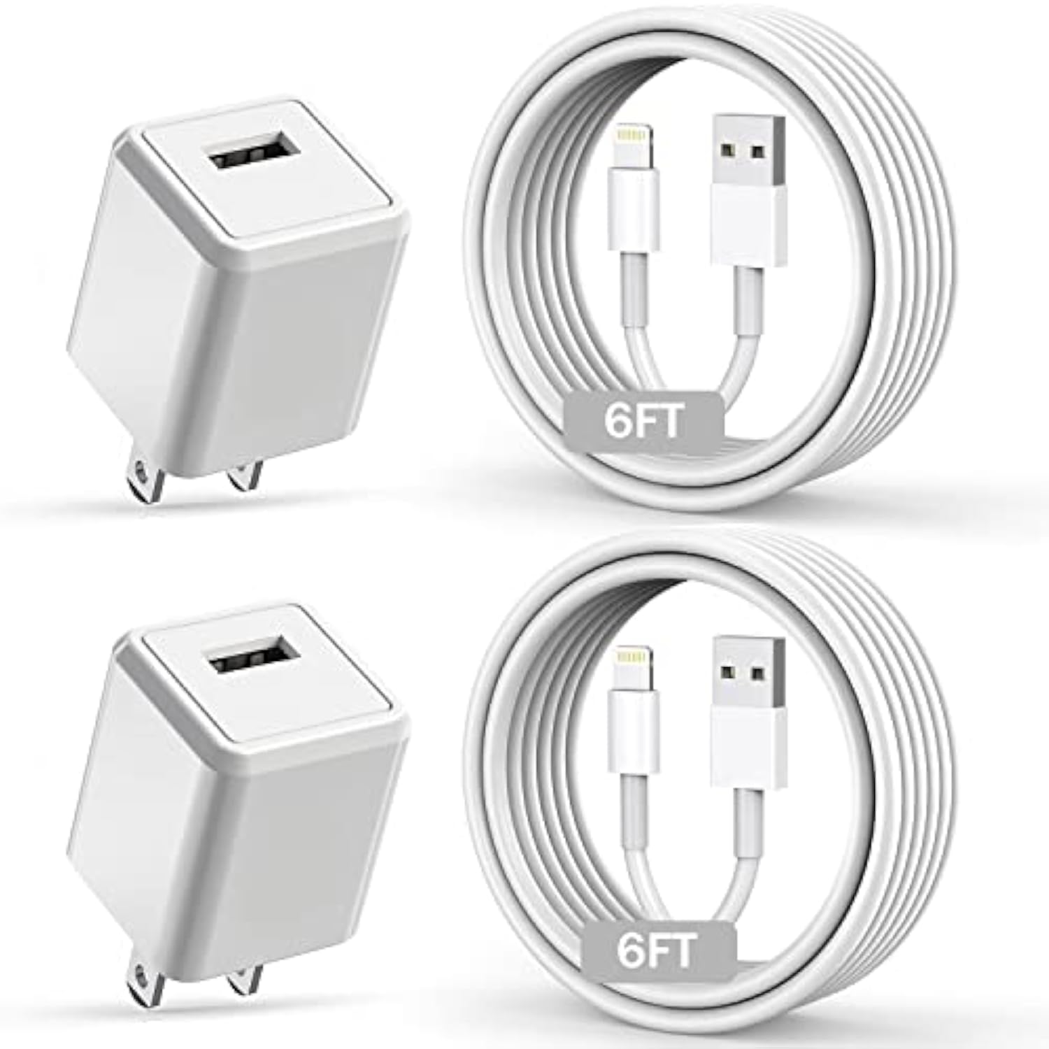 Iphone Charger,Long 6Ft Iphone Charger 2Pack Iphone Cord 6Feet Usb To Lightning Cable Quick Fast Charging Data Sync Cord Usb Wall Charger Block Adapter For Iphone 14/13/12/11/Xs/Xr/X/8/7/5/Se2022/Ipad