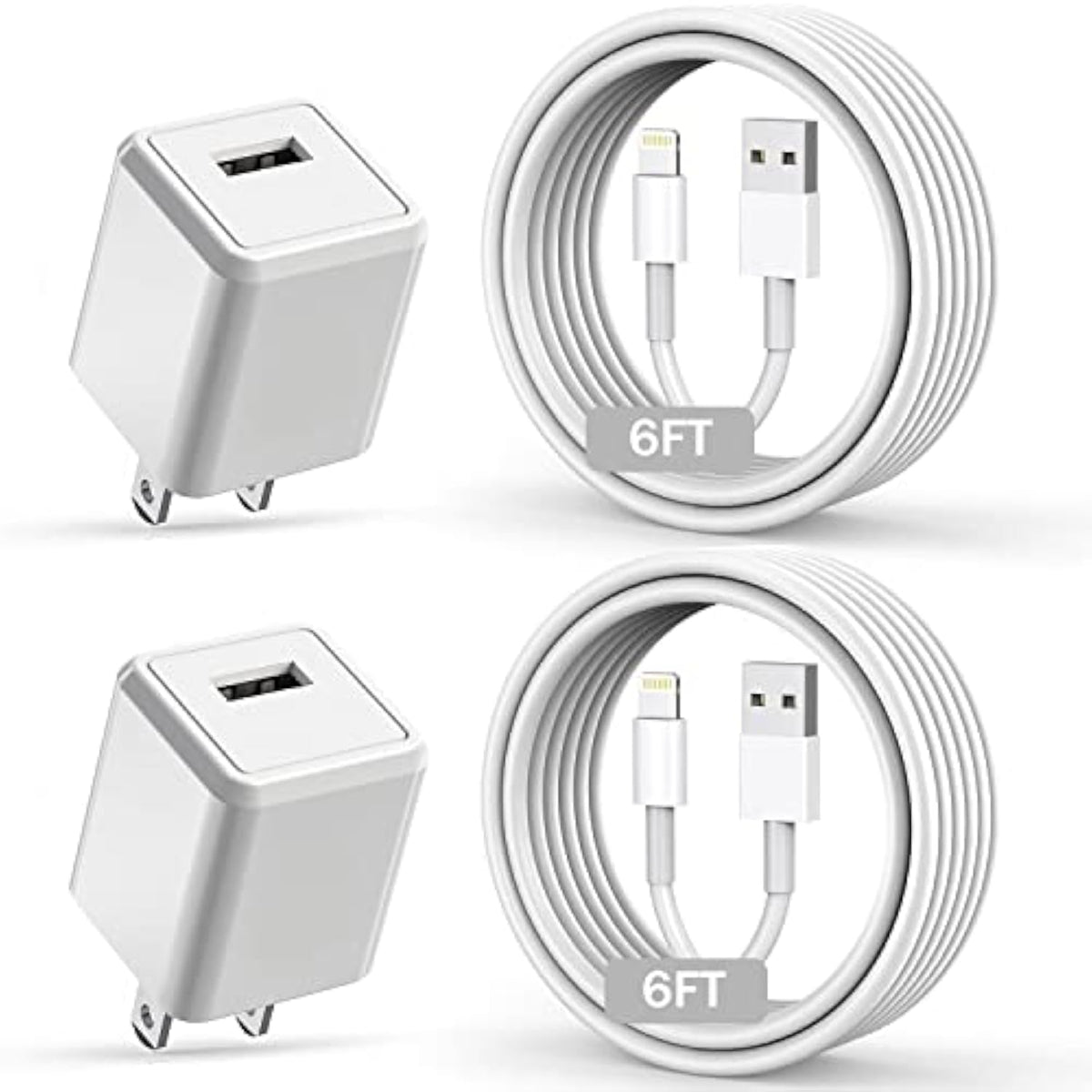 Iphone Charger,Long 6Ft Iphone Charger 2Pack Iphone Cord 6Feet Usb To Lightning Cable Quick Fast Charging Data Sync Cord Usb Wall Charger Block Adapter For Iphone 14/13/12/11/Xs/Xr/X/8/7/5/Se2022/Ipad