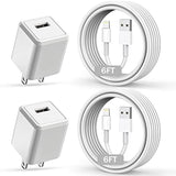 Iphone Charger,Long 6Ft Iphone Charger 2Pack Iphone Cord 6Feet Usb To Lightning Cable Quick Fast Charging Data Sync Cord Usb Wall Charger Block Adapter For Iphone 14/13/12/11/Xs/Xr/X/8/7/5/Se2022/Ipad