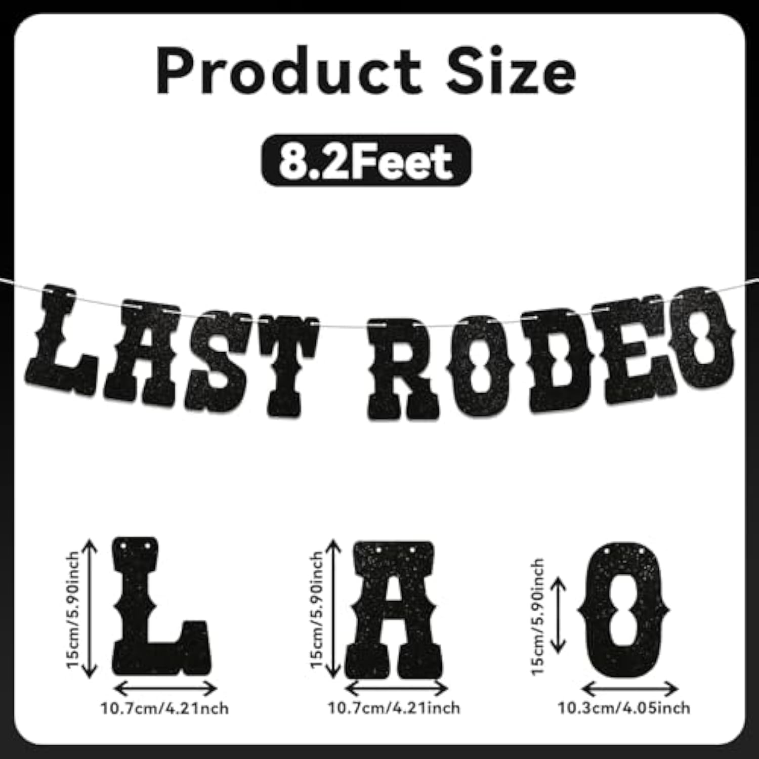 Last Rodeo Banner, Western Nashville Themed Bachelorette Party Decorations, Western Bach Party Supplies Black Glitter
