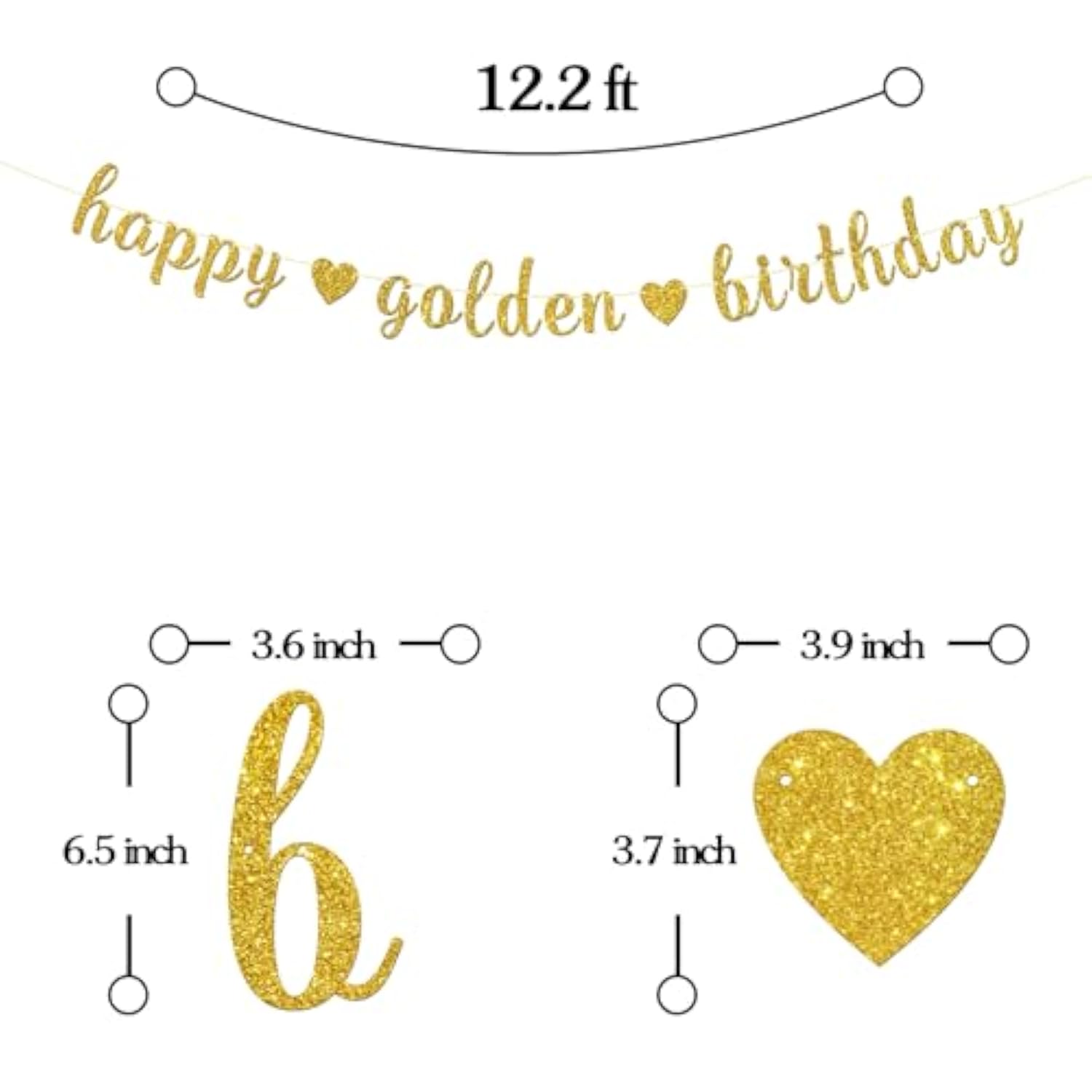 Golden Birthday Banner – Glittery Gold Party Decor – Happy Bday Celebration Sign