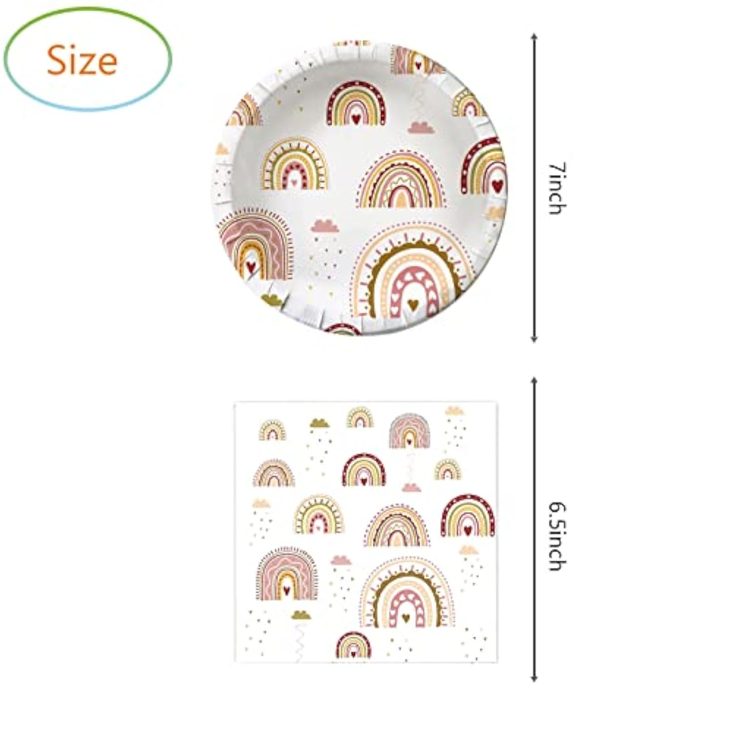 Boho Rainbow Party Plates & Napkins Set – Serves 20 Guests for Any Celebration