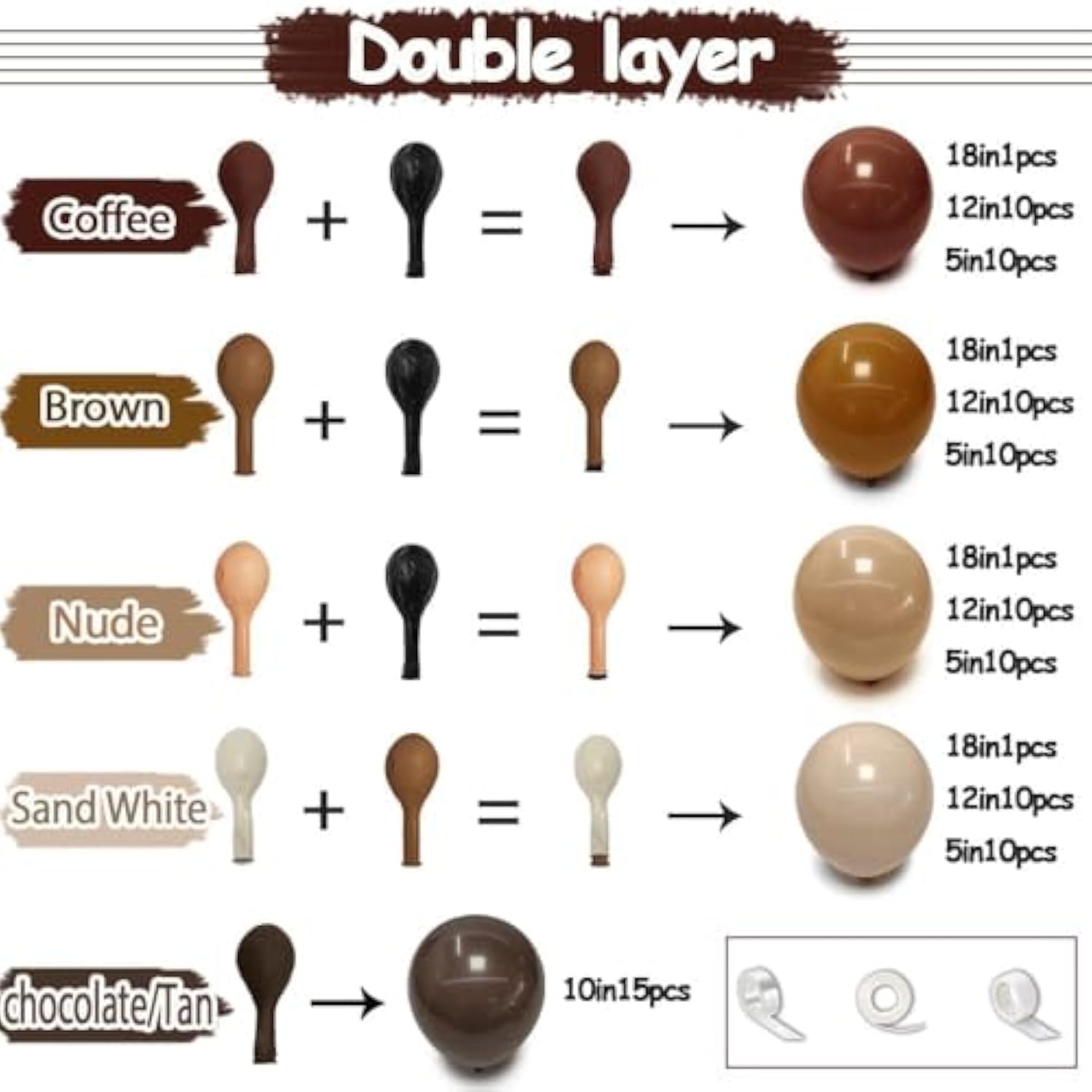 Brown Nude Balloon Arch Kit Double Stuffed Tan Beige Coffee Garland for Fall Party