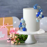 50 Pcs Ball Cake Topper Sticks Mini Balloons For Decorating Supplies Foam Balls Cake Toppers For Baby Shower, Birthday - Blue Series