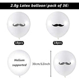 38 Pcs Mustache Balloons Black Mustache Latex Balloons Party Decorations Large Beard Foil Decorfor Birthday Graduation Little Man Themed Party Fathers Day Decoration Supplies