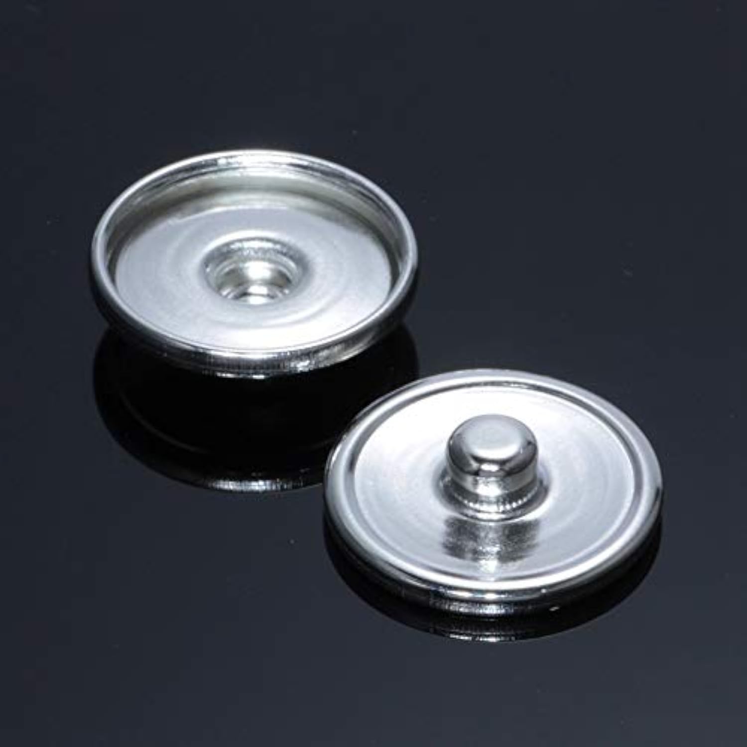 50 Pcs Snap Button Base Trays Blank Press Button Cabochon Settings Diy