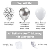 100pcs White & Silver Balloon Garland Kit – Winter Wonderland Wedding, Prom and Party Decor