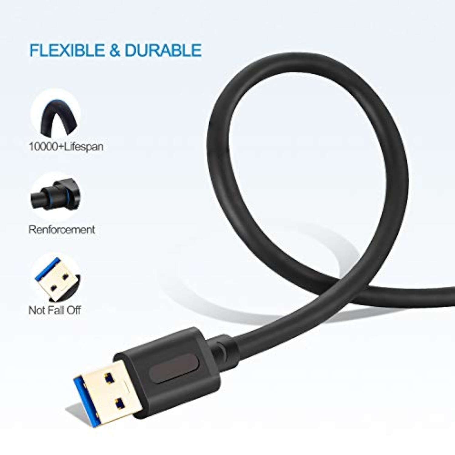 Usb 3.0 Male To Male Cable 3Ft,Usb To Usb Cable With Gold-Plated Connector For Hard Drive Enclosures, Dvd Player, Laptop Cooler (3Ft/1M)