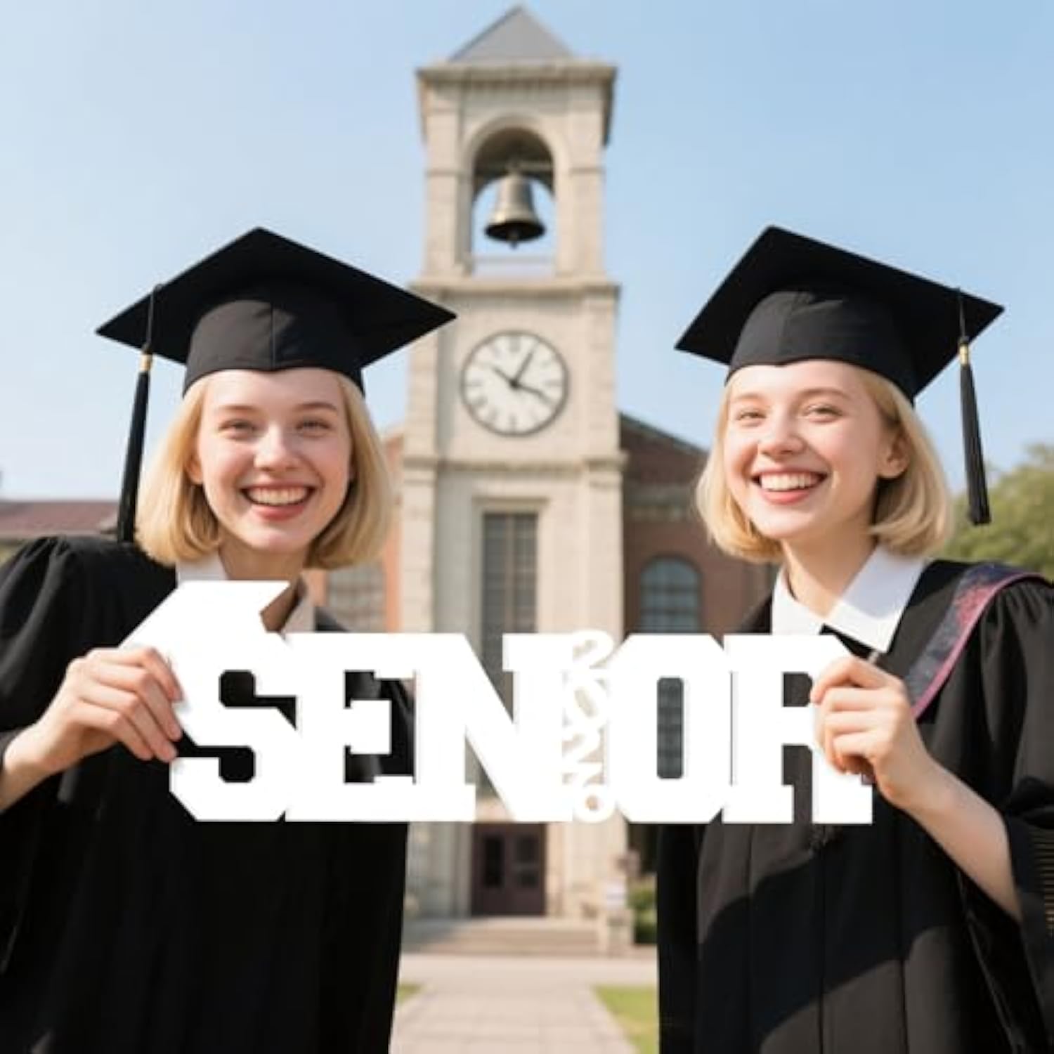 Large Senior 2026 Sign Graduation Decorations Class Of 2026 Photo Booth Props For Photoshoot, Graduation Table Centerpieces For Senior Night Decor Letter Sign Grad Party Supplies - White