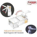 100-Pack Rj45 Pass Through Connector 23Awg Cat6A Cat6 Ethernet Connector Gold