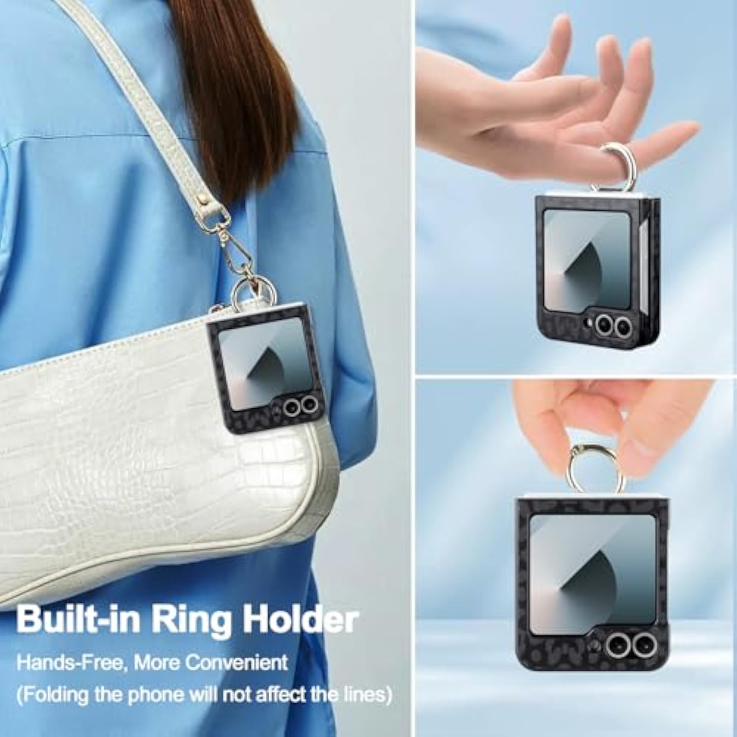 For Samsung Galaxy Z Flip 6 Case With Ring, Soft Pu Leather Full Body Anti-Scratch Shockproof Protective Slim Flip 6 Phone Case For Galaxy Z Flip 6 For Women Girls, 5G 2024 Leopard Black