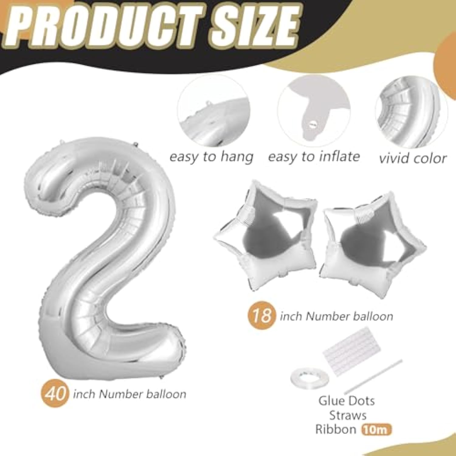 2026 Large 40 Inch Silver Number Balloons for New Year Party Decorations