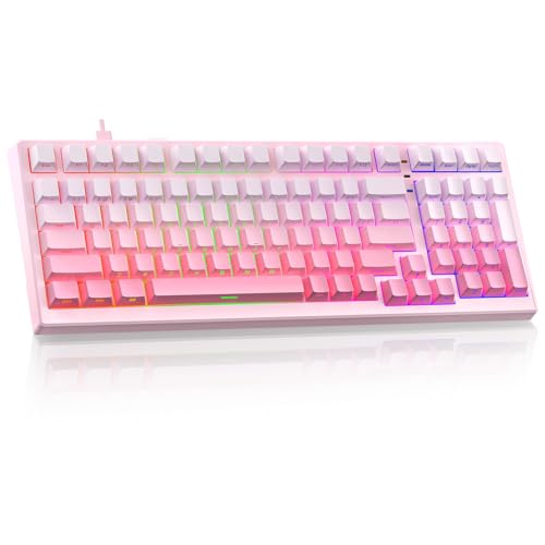X98 Ultra Wireless Mechanical Keyboard,Hot Swappable Custom Keyboard With Number Pad,Linear Switches,Tri-Mode Bt5.0/2.4Ghz/Usb-C,Rgb Backlit Pink Gaming Keyboards For Win/Mac/Pc