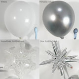 Metallic Silver And White Balloon Arch 128Pcs Winter Wonderland Snowflake Balloon Arch Perfect For Christmas Decor Snowman Birthday Parties, New Year,Princess Party, And Snowflake Party Decorations