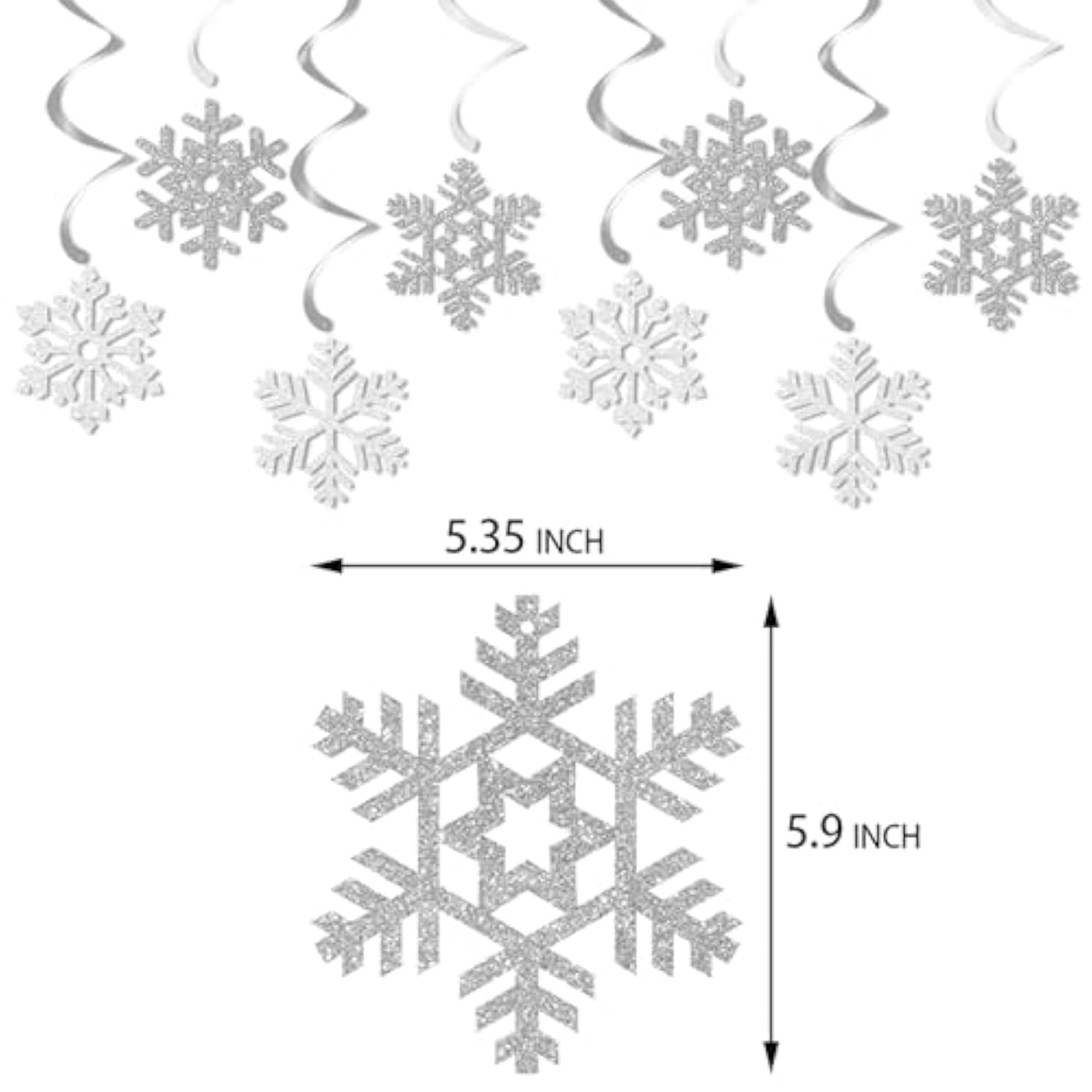 16pc Snow-White Snowflake Hanging Swirls Frozen Winter & NYE Party Decor