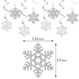 16pc Snow-White Snowflake Hanging Swirls Frozen Winter & NYE Party Decor