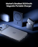 Picogo Power Bank, Smallest Qi2 Certified 15W MagSafe Portable Charger, 0.5" Ultra Slim 5000mAh Magnetic Battery Pack with Stand, Alloy Wireless