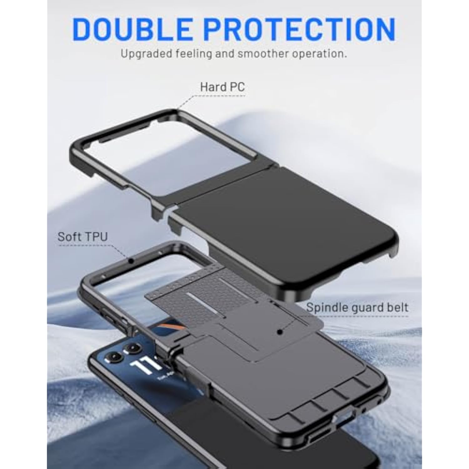 For Motorola Razr 2025 Case/Razr 2024 Case, [Full Hinge Protection] [Military-Grade] [Raised Edges] [Tpu Bumper & Hard Pc] Shockproof Slim Dual-Layer Flip Cover (Black)