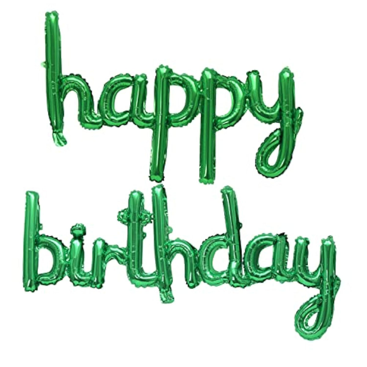 Happy Birthday Balloons Banner 16 Inch Hanging 3D Silver Foil Cursive Script Letter Balloons For Kids And Adults Birthday Party Decorations Supplies (Emerald Green)