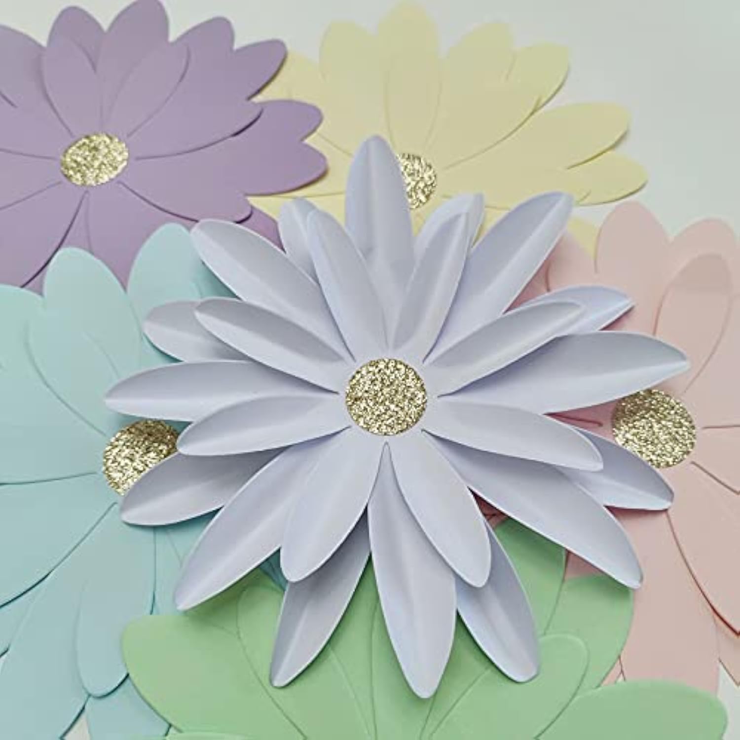 8 Inch Pastel Paper Daisy Flower For Spring Decor Diy Floral Backdrop Party Photo Backdrop Baby Shower Birthday Decorations Pack Of 6
