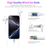 Usb-C Wired Earbuds With Anti-Fall/Hurt Wingtips For Iphone 17-15 Pro Max/Ipad - Mic & Volume Control, Pure Stereo Deep Bass, Sweatproof In-Ear Headphones For Running/Home/Office/Small Ear