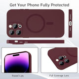 Magnetic Case For Iphone 14 Pro Max Phone Case For Women, Matte Luxury Soft Metallic Luster Design With Camera Lens Protector, Compatible With Magsafe Case For Iphone 14 Pro Max 6.7"-Red Wine
