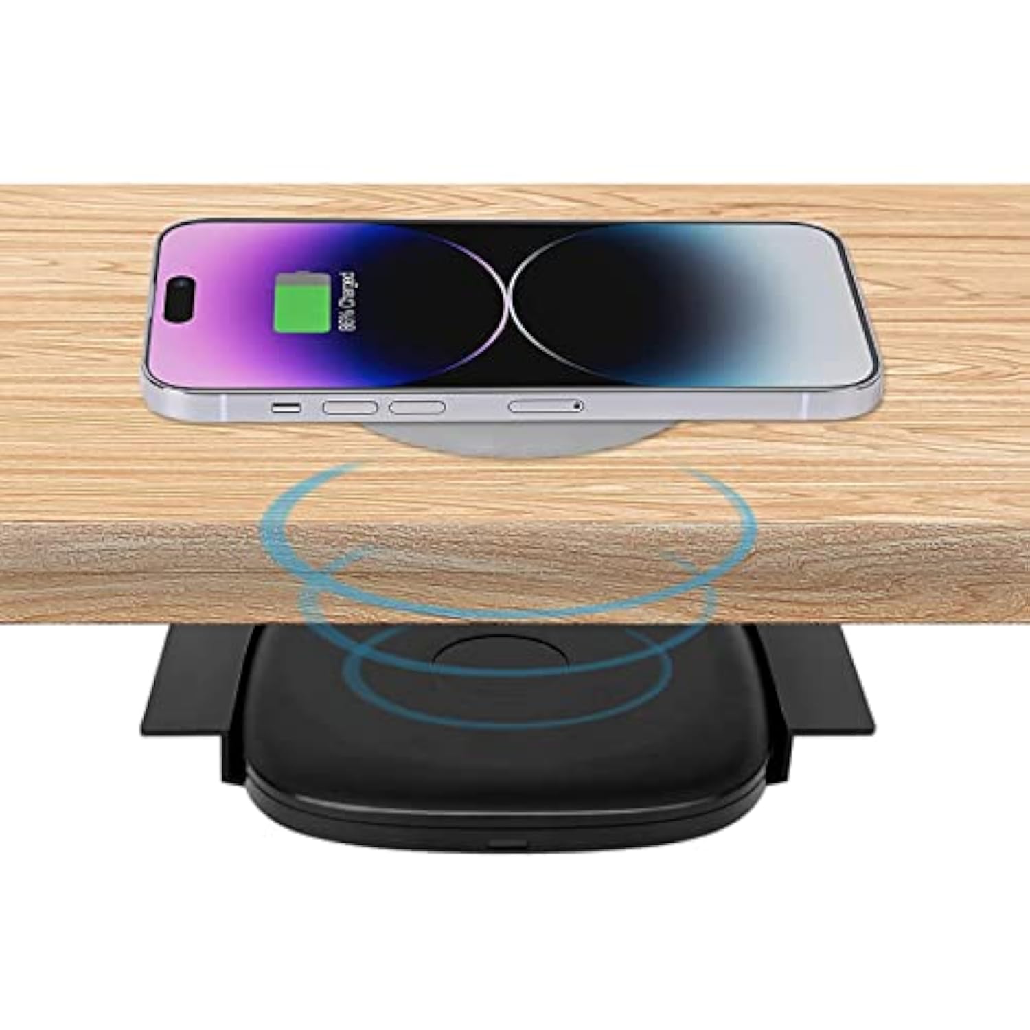 1.57"(40Mm) Invisible Wireless Charger, Under Desk Wireless Charger, Under Counter Charging For Iphone 16/15/14/13/12/ Samsung Galaxy S25/S24/S23/S22/S21(Adapter Included)