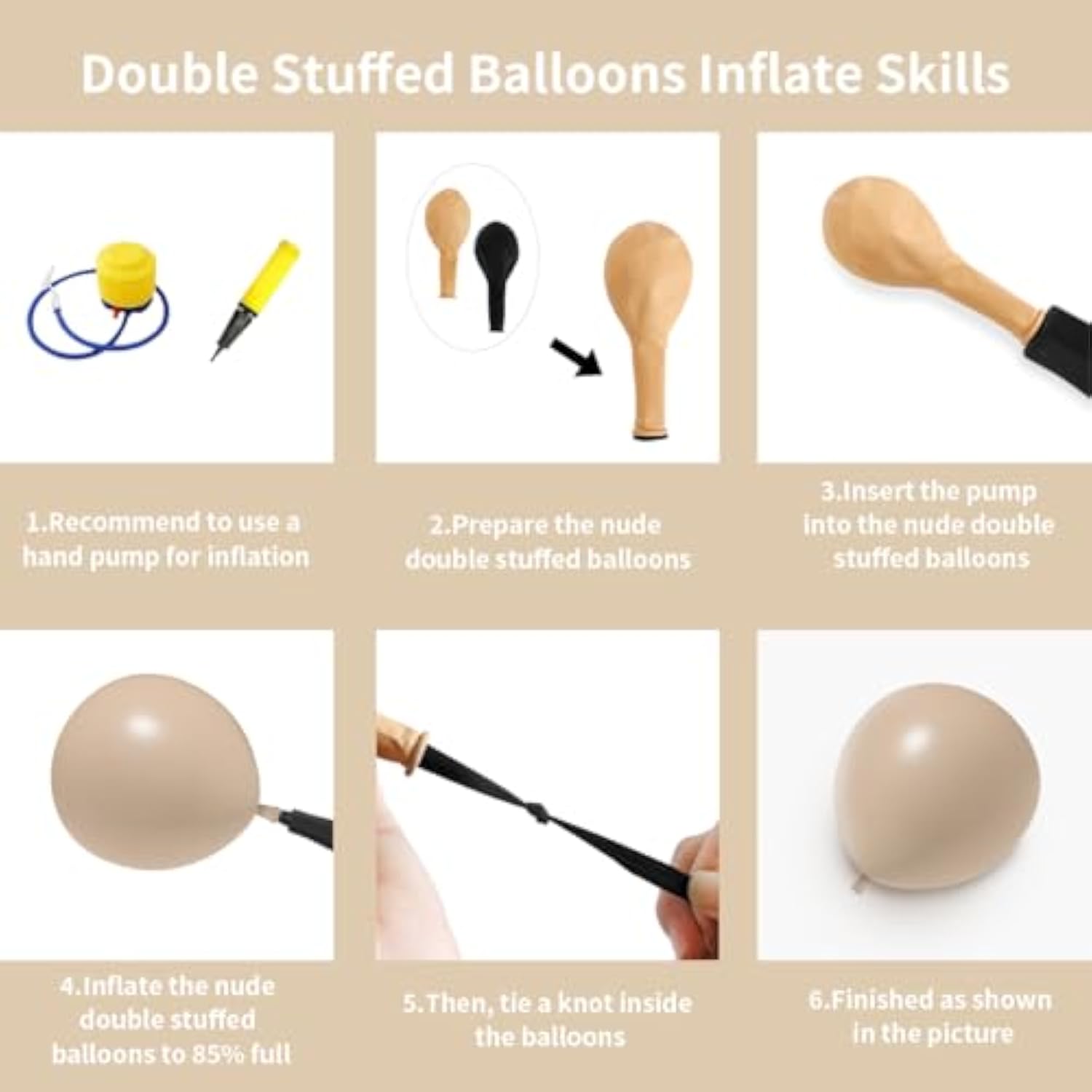 Nude Beige Double Stuffed Balloons Different Size 115Pcs 5/10/12/18" Tan Apricot Nude Balloon Arch Garland Kit For Boho Birthday Baby Shower Bridal Shower Gender Reveal Bear Neutral Party