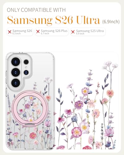 for  Galaxy S26 Ultra Case with Stand - Cute Soft TPU Clear Phone Cover for Women Girls Compatible with Magsafe Girly Unique Design with