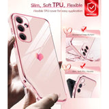 For Galaxy A35-5G Phone Case: Tempered Glass Screen Protector [2 Pcs]+ Full Camera Lens Protection, Love Heart Plating Girly Women Luxury Soft Tpu Shockproof Case For Samsung A 35 5G, Pink