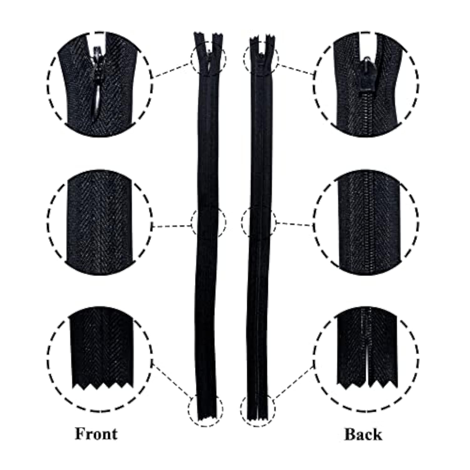 9 Inch Invisible Zippers For Sewing | Premium Quality Zippers For Dres