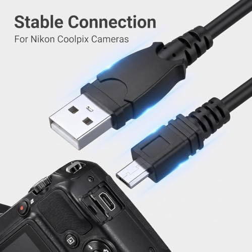 Black 3ft USB Data Charger Cable for Nikon Coolpix S2600 S2500 S3000 S3200 S4300 S6100,Cables